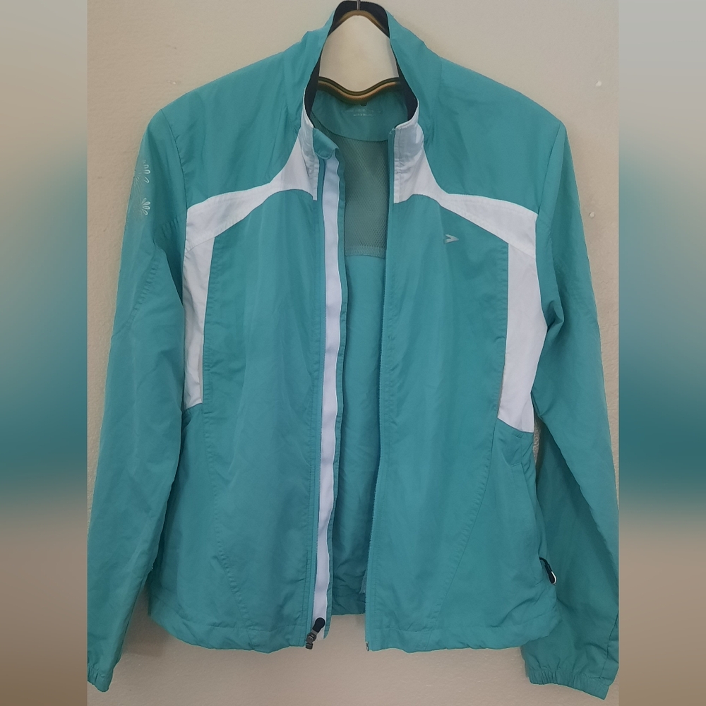 Brooks Womens Windbreaker Running Jacket Teal Size M